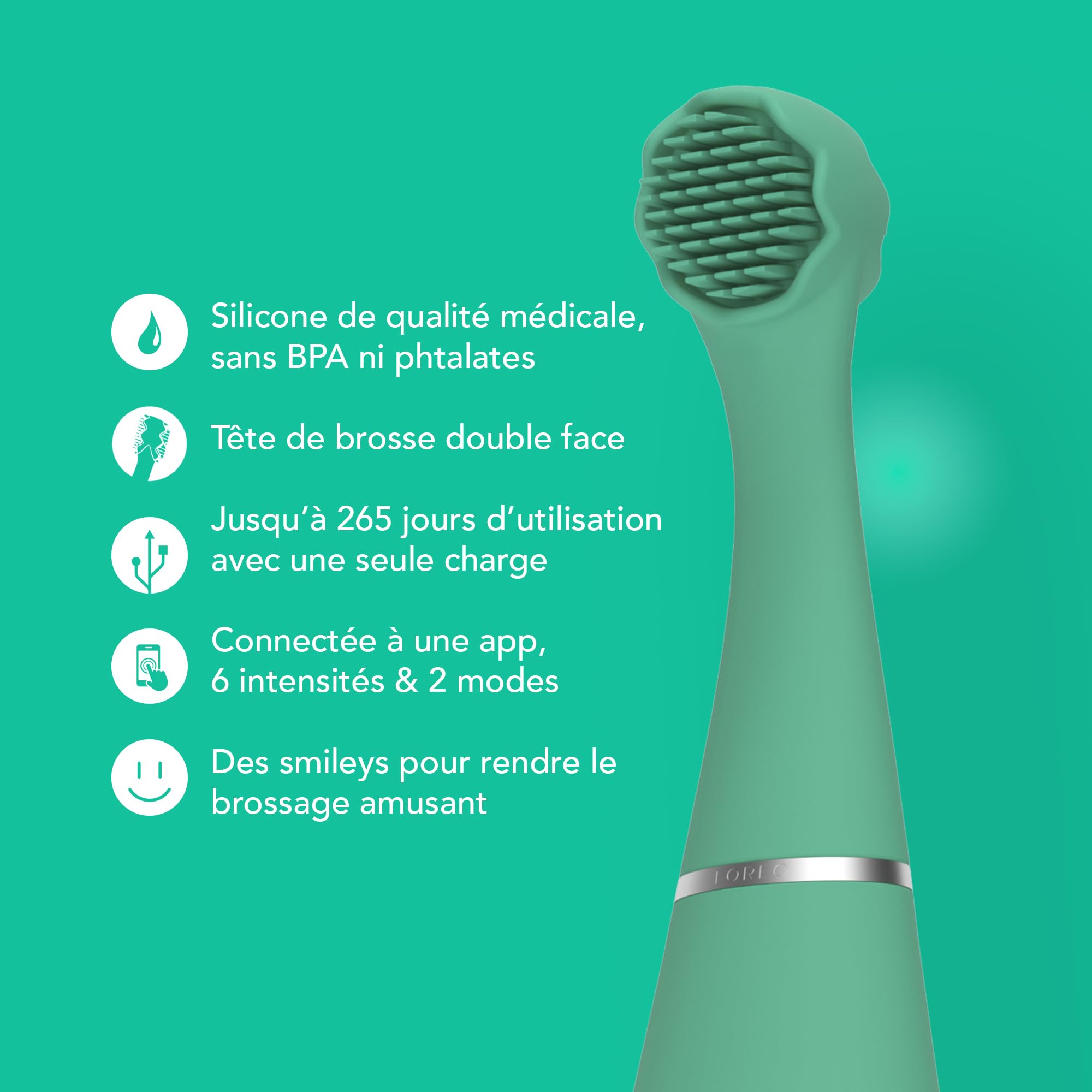 FOREO issa 4 baby – Set spazzolino elettrico sonico in silicone per bambini, setole bifacciali, pulizia denti, massaggio gengivale, 12 mesi di cura con testina extra, 240 giorni batteria, portatile