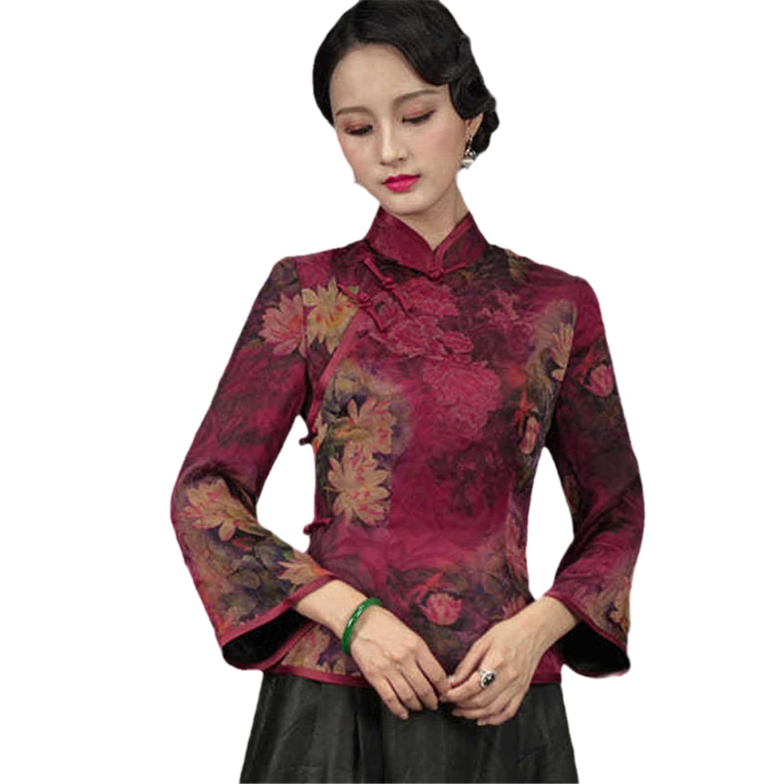 Bawełniana tradycyjna chińska odzież damska Cheongsam topy mieszanka nadruków łączenie Tang kostiumy koszule damskie