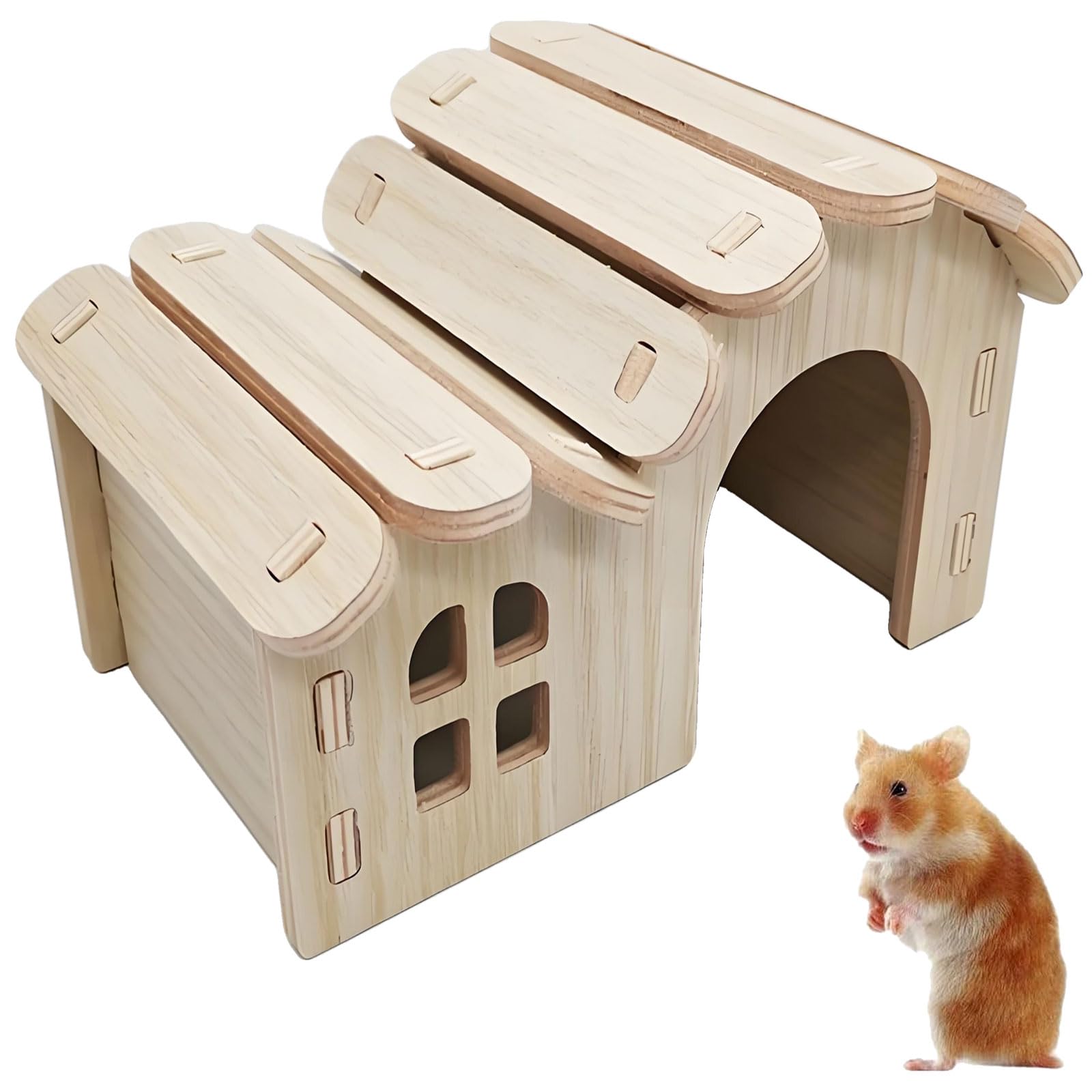Maison Hamster, Maison pour Hamster en Bois, Maison en Bois pour Petits Animaux, Maison Cochon d'Inde et Hamster, Maison en Bois pour Hamster, Cachette pour Hamsters, pour Dormir et Jouer