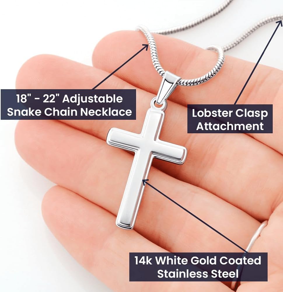 To My Grandson Necklace From Grandma Grandpa - Cross Link Men Chain Gift - Stainless Steel Birthday Christmas Jewelry With Message Card and Box #4 - Image 5