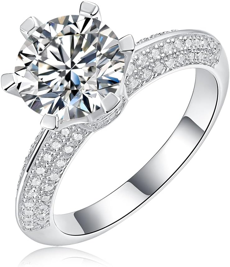 FANCIME Moissanite Engagement Rings for Women Sterling Silver