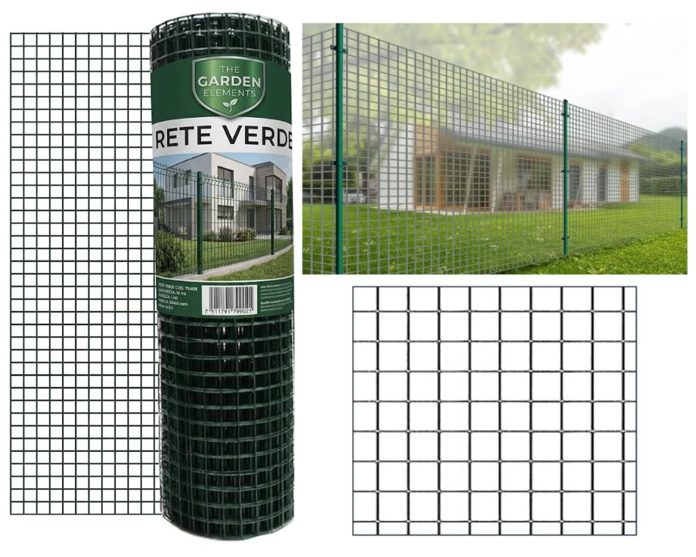 Rete Metallica Plastificata Verde Elettrosaldata Rete Per Recinzioni Maglia Stretta Quadra 12,5x12,5 mm per Voliere Gabbie Uccelli Orti e Giardino Misura 1 X 10 MT