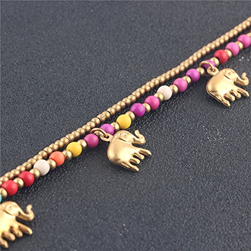 Image of kelistom Bohemian Ankle Bracelets for Women Handmade Natural Stone Beaded Chain Anklet