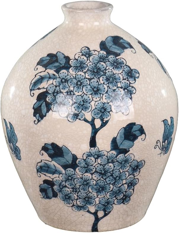 YATAI Traditional Blue & White Ceramic Vase, Artisanal Fruit Tree Design Flower Vase, Oriental Style, Elegant Centerpiece Decorative Vase for Flowers, Ideal for Office Decor & Home Decor