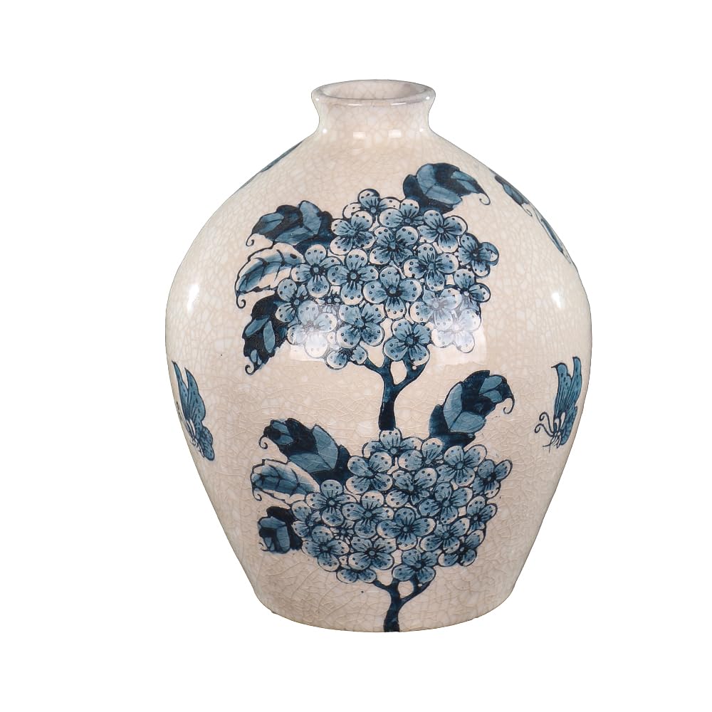 YATAI Traditional Blue & White Ceramic Vase, Artisanal Fruit Tree Design Flower Vase, Oriental Style, Elegant Centerpiece Decorative Vase for Flowers, Ideal for Office Decor & Home Decor