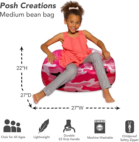 Miniatura 398 de Posh Creations - Puff para niños, adolescentes y adultos, incluye funda extraíble y lavable a máquina, tamaño grande de 38 pulgadas, lona con diseño