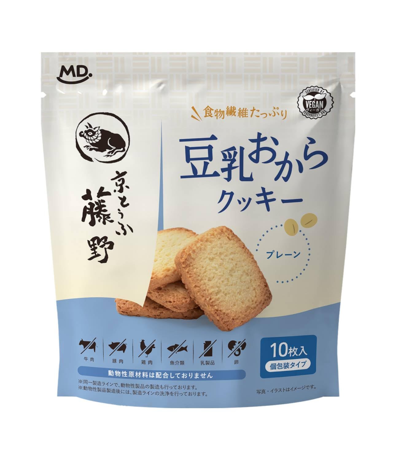 Amazon.co.jp: MD 豆乳おからクッキー プレーン 10枚×4袋 : 食品・飲料