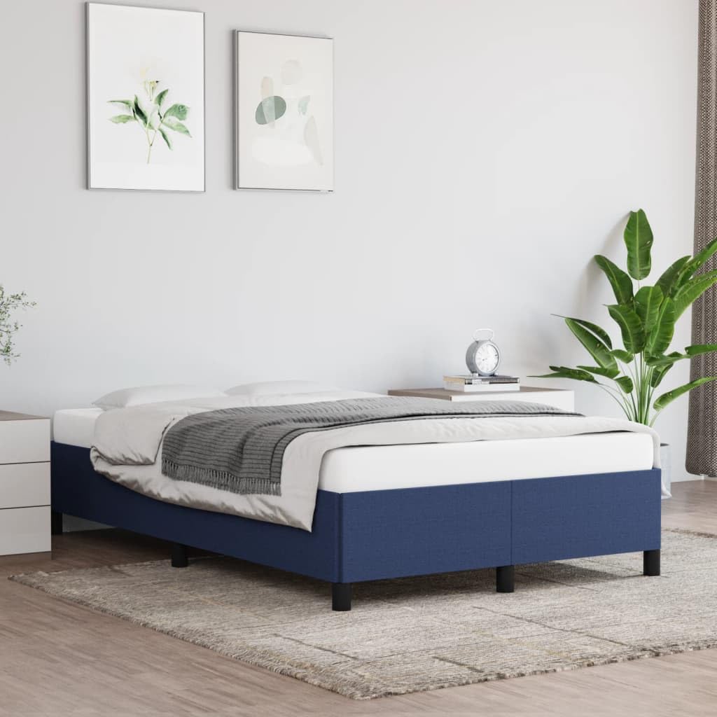 vidaXL Polsterbett, Bett Bettgestell mit Lattenrost, Schlafzimmerbett Doppelbett mit Stützbeinen, Bettrahmen Schlafzimmermöbel, Blau 120x200cm Stoff