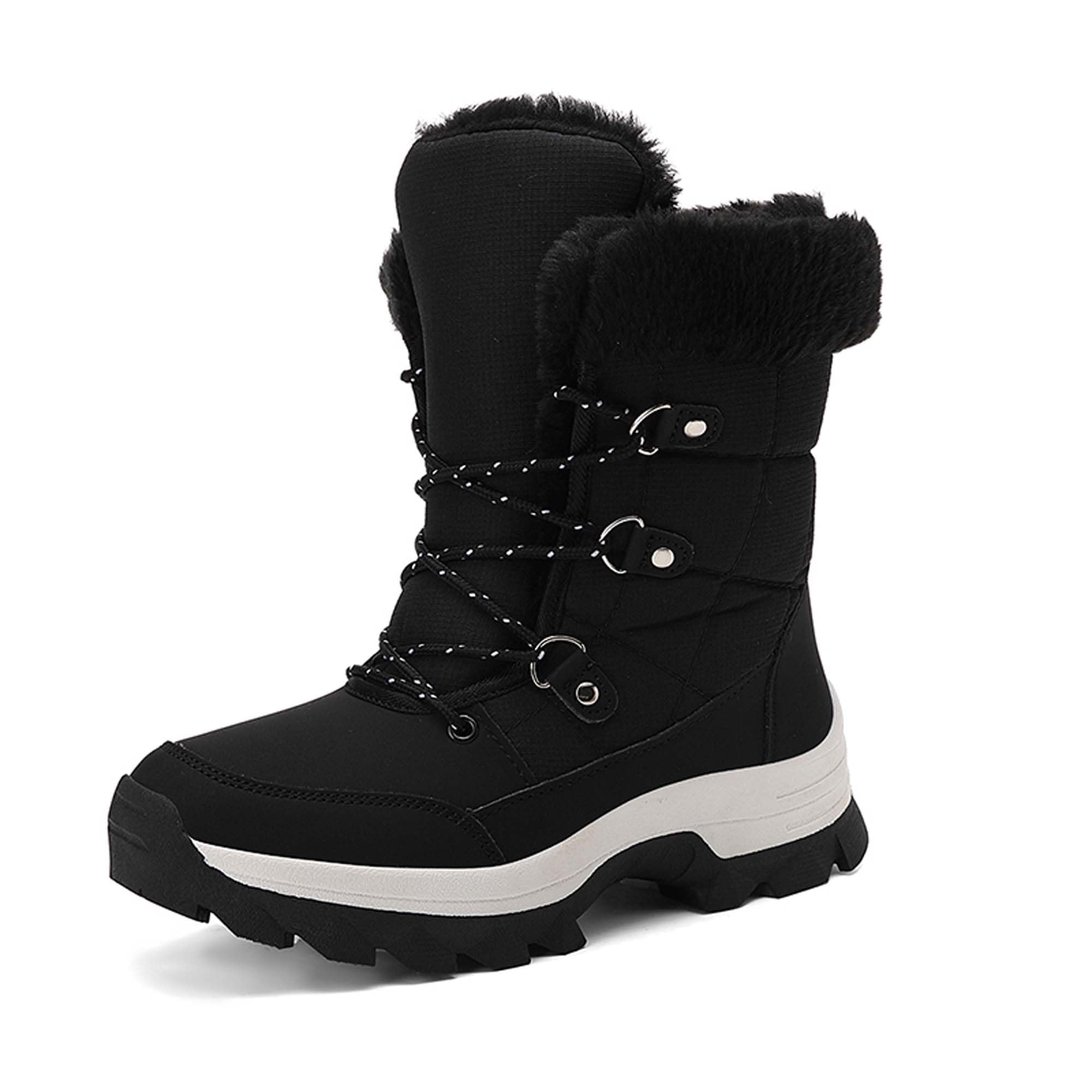 Women Fashionable Snow Boots Winter Plush Warm Hiking Boots Waterproof Comfortable High top Snow Sports Shoes Outdoor Anti
