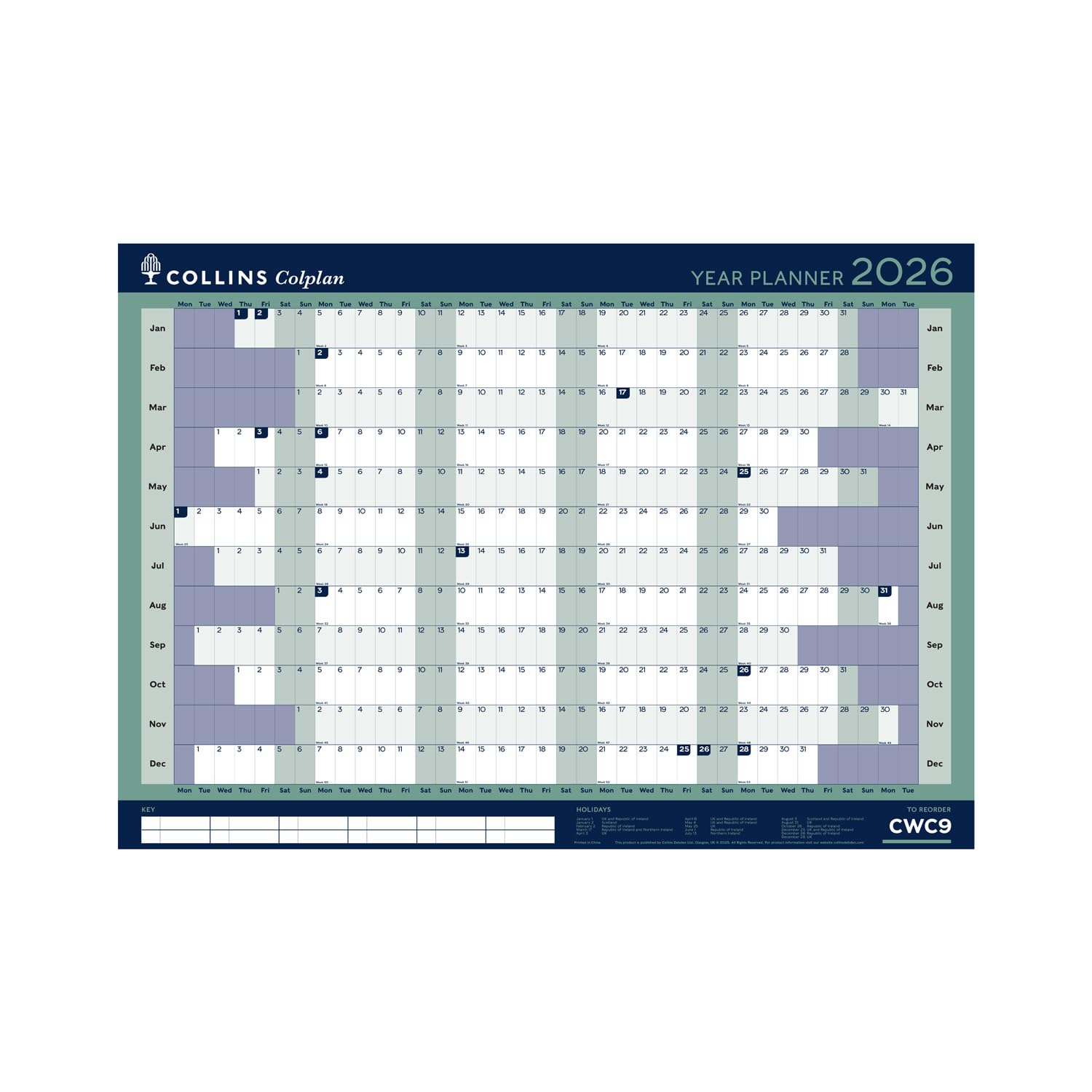 Collins - Colplan - A1 Yearly Wall Calendar 2026 (CWC9-26)