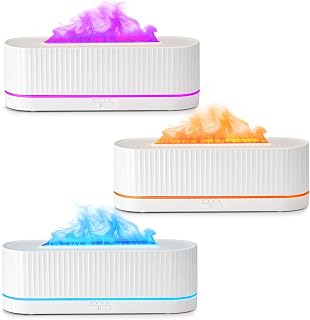 3 Pack Essential Oil Diffuser 7 Colors LED Light Flame Essential Oil Diffuser with Remote Control 260ml Ultrasonic Aroma Diffusers with Cool Mist for Home Bedroom Office Spa Yoga Room Gift,White