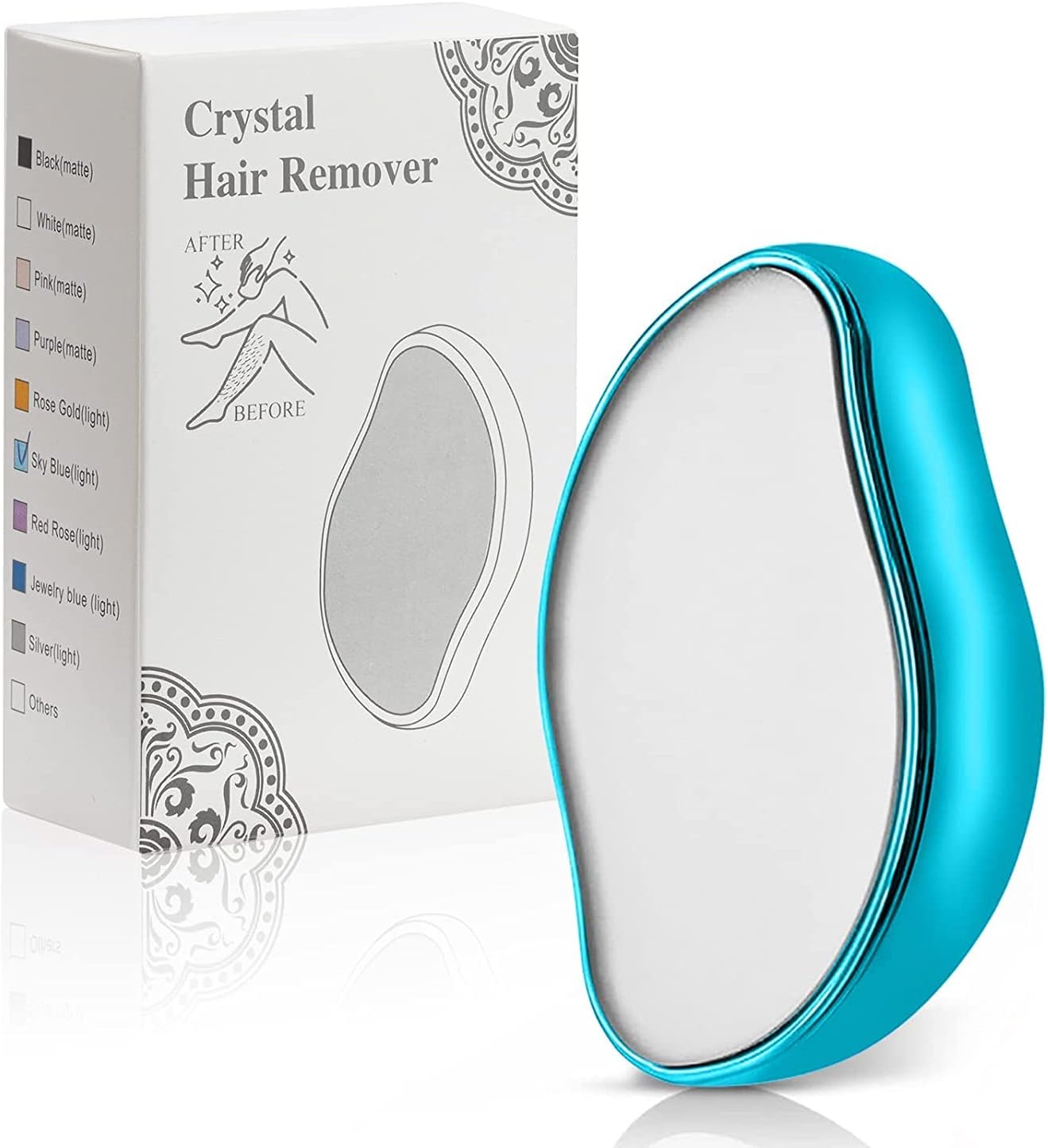 Kamz Rsentera Crystal Hair Eraser for Women and Men, Magic Crystal Hair Remover Painless Exfoliation Hair Removal Tool for Arms Legs Back, Washable Crystal Epilator Without Shaving for Smooth Skin Gifts