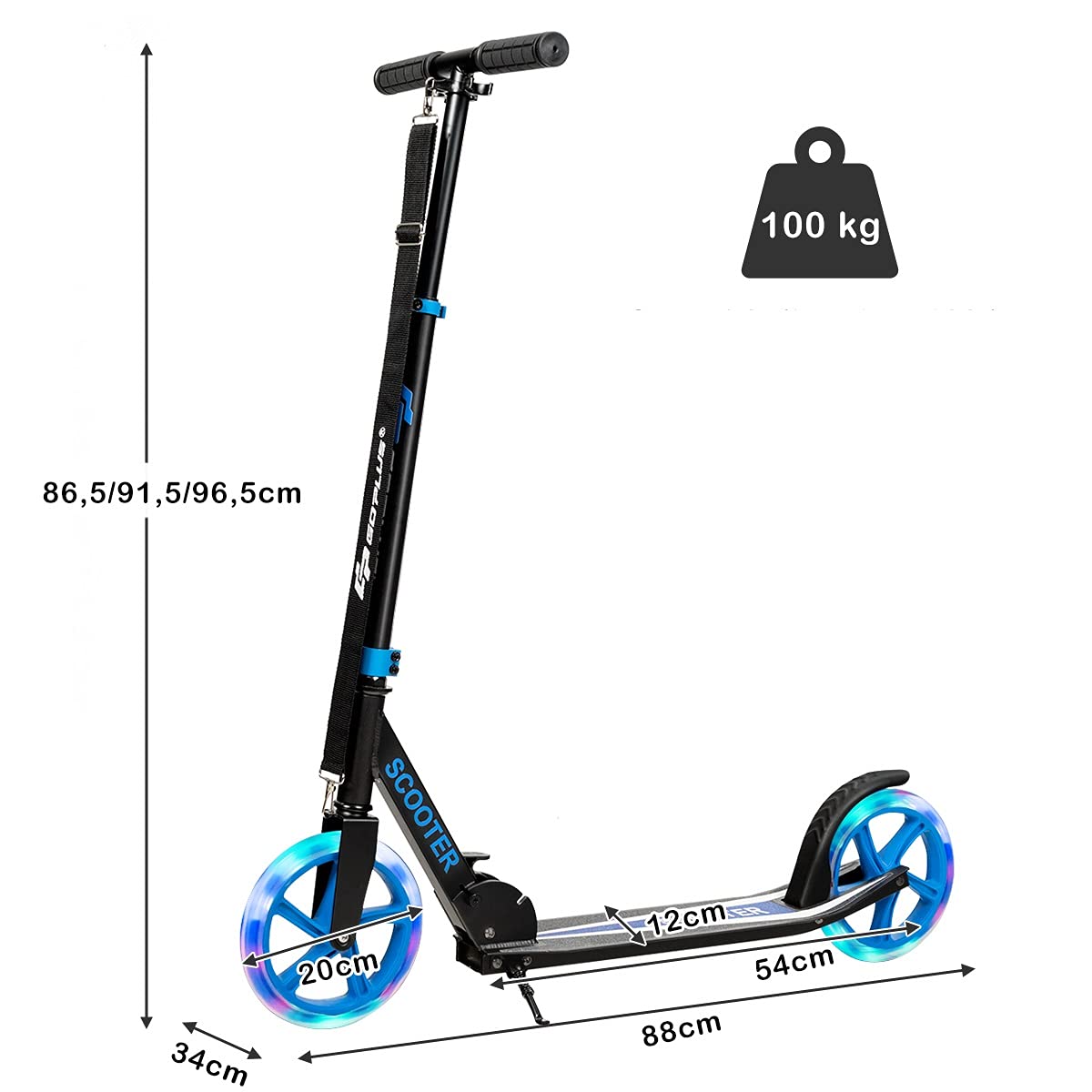 GYMAX Monopattino per Bambini Pieghevole, Scooter per Bambini con Manubrio Morbido e Regolabile in Altezza, Ideale per Bambini con Età Più di 10 Anni, con Portata di 100 kg