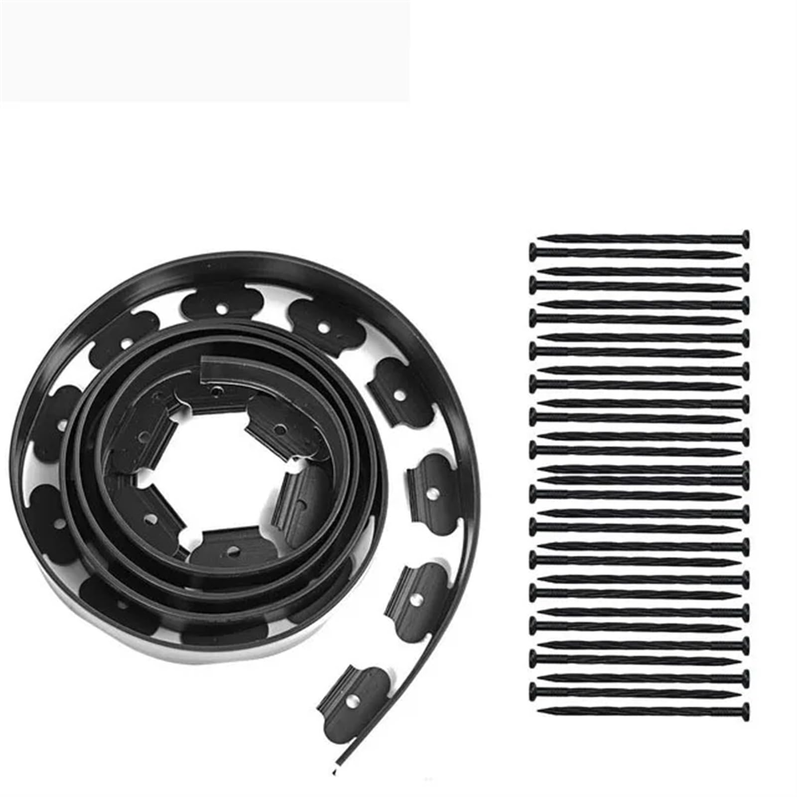 Rasenkante Flexibler Landschaftseinfassungssatz for den Garten, Rasengras, Zaungürtel, Kunststoffeinfassung, Rand, Gartenterrasse, Begrünungsgürtel mit Pfählen(Black)