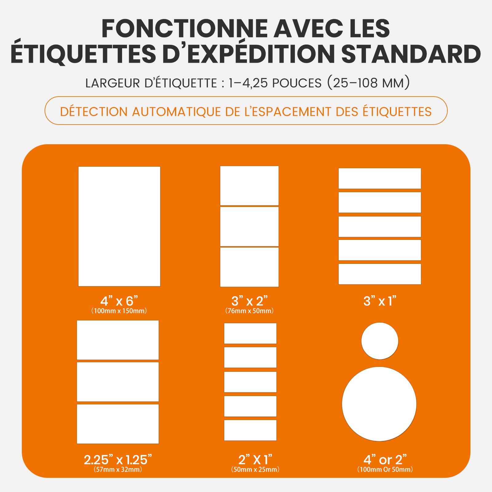 DHL Imprimante d'étiquettes Bluetooth 4 x 6 étiquettes d'expédition Imprimante thermique pour Shopify Ebay Etsy DPD UPS Code-barres Compatible avec iOS, Android, Windows, Mac, Linux