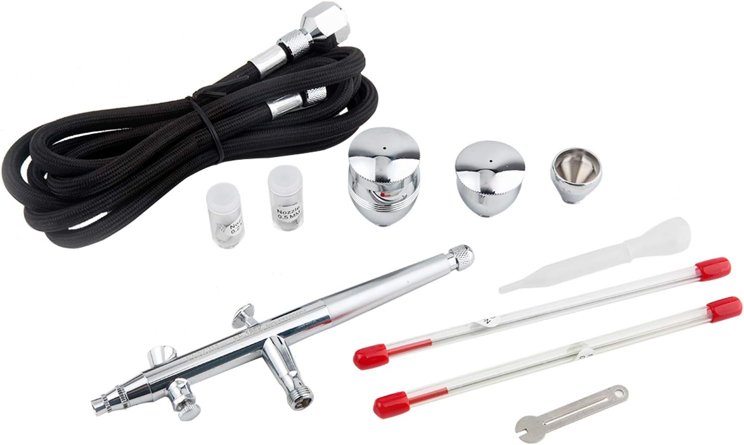 Fengda Airbrush Precision Dual Action Airbrush Set FE-186K with Front Micro Air Adjutable Knob and 3 Different Sizes Cup and Nozzle Size for Painting, Cake Decorating, Tattoo, Models Art etc.