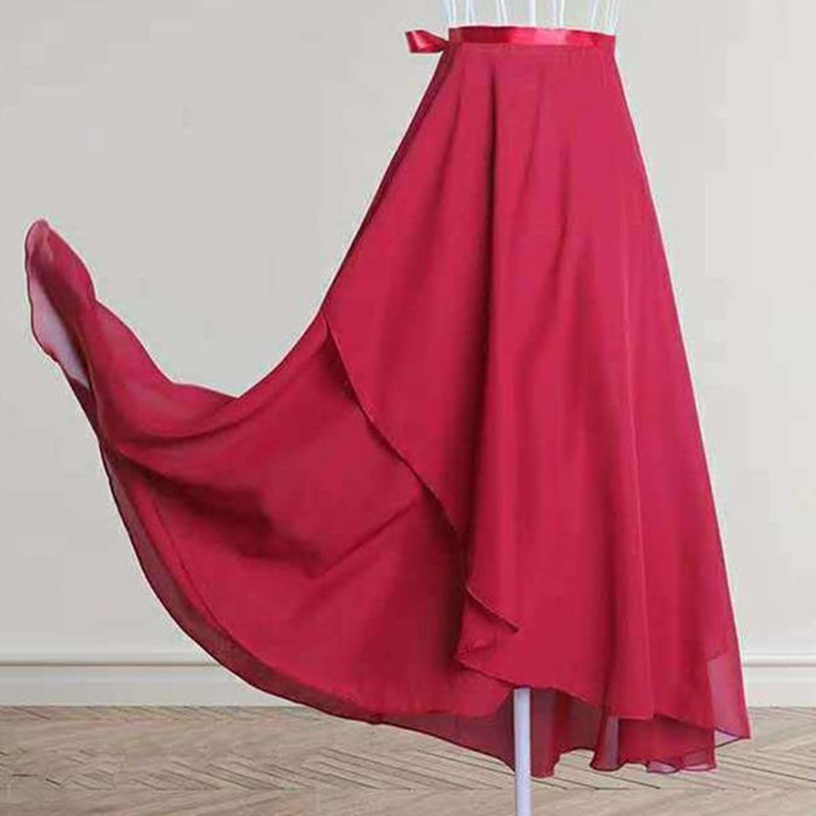 Falda Larga De Gasa Para Baile Y Ballet - Poliéster Ligero, Talla única (aprox. 80 Cm), Color Negro, Ideal Para Clases Y Actuaciones