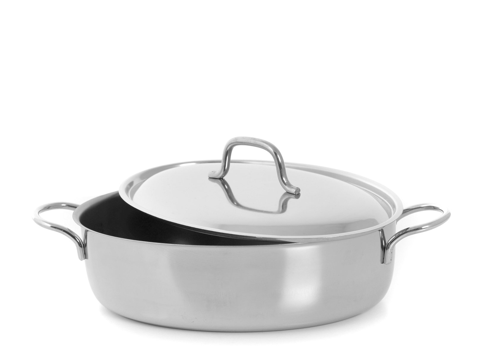 Cocotte ovale inox GIERRE 32 cm avec couvercle et 2 anses pour marmite