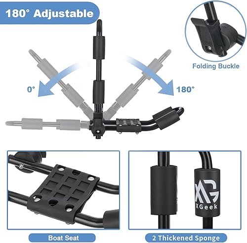 Miniatura 10 de XGeek Soporte de techo para kayak 4 en 1 para kayak, tabla de surf, canoa y tabla de esquí, soporte de techo plegable ajustable bilateral estilo J