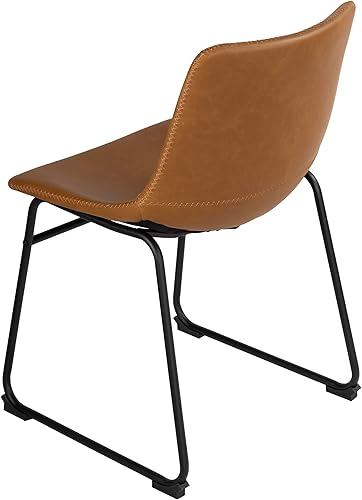 Miniatura 4 de Cortesi Home Casablanca - Silla de comedor en piel sintética marrón, patas negras (juego de 2)