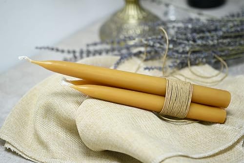 Miniatura 4 de DEYBBY - Juego de 2 velas cónicas de cera de abeja natural de 8 pulgadas, sin humo y sin goteo, 8 horas de tiempo de combustión, no tóxicas