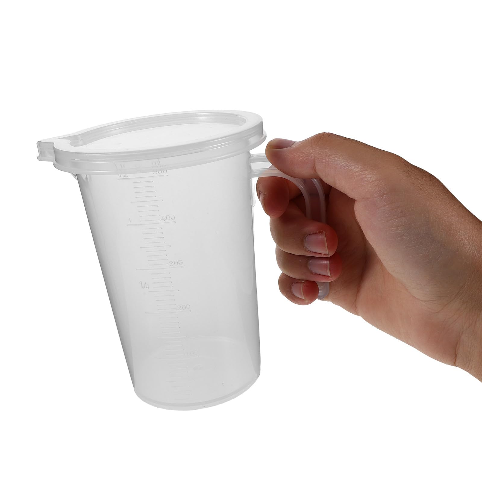 Veemoon Set 6 Misurini per Liquidi in Plastica con Manico e Coperchio Brocche Graduate da 500 Ml per Cucina e Cottura Misurini Graduati con Beccuccio Ergonomico per Uso Domestico e