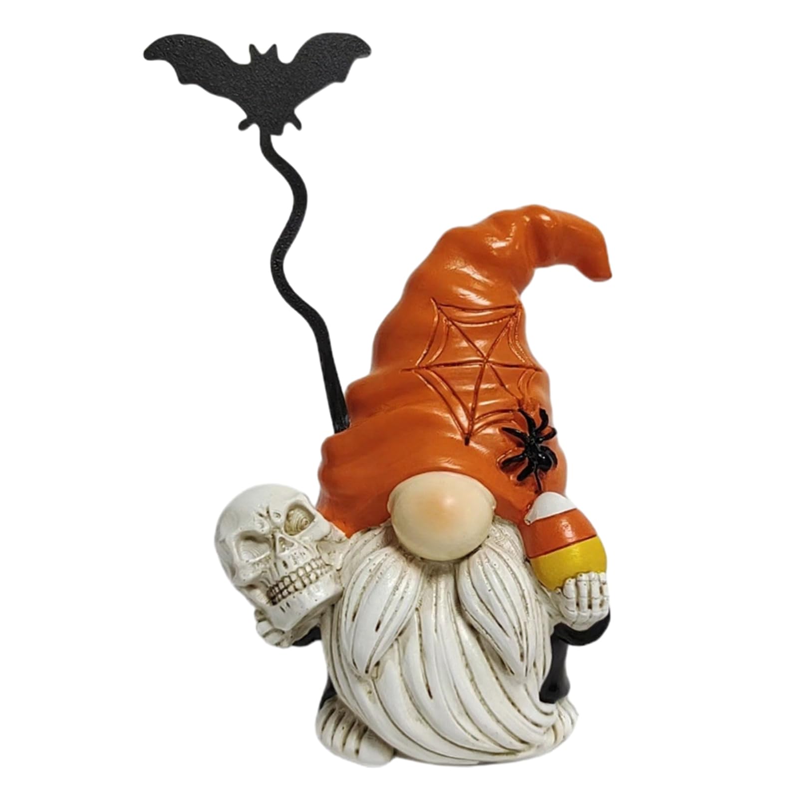matumou Halloween Gnome Figurine, Small Resin Dwarf Table Decoration, Spooky Pumpkin Bat Skull Gnome Statue for Tiered Tray, Home Decor