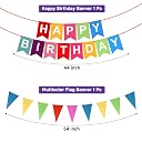 Party Propz Happy Birthday Banner – Set of 2 Birthday Decor Banners, Rainbow Pennant Banner, Multicolor birthday bunting, Paper Decoration (Cardstock) gallery image