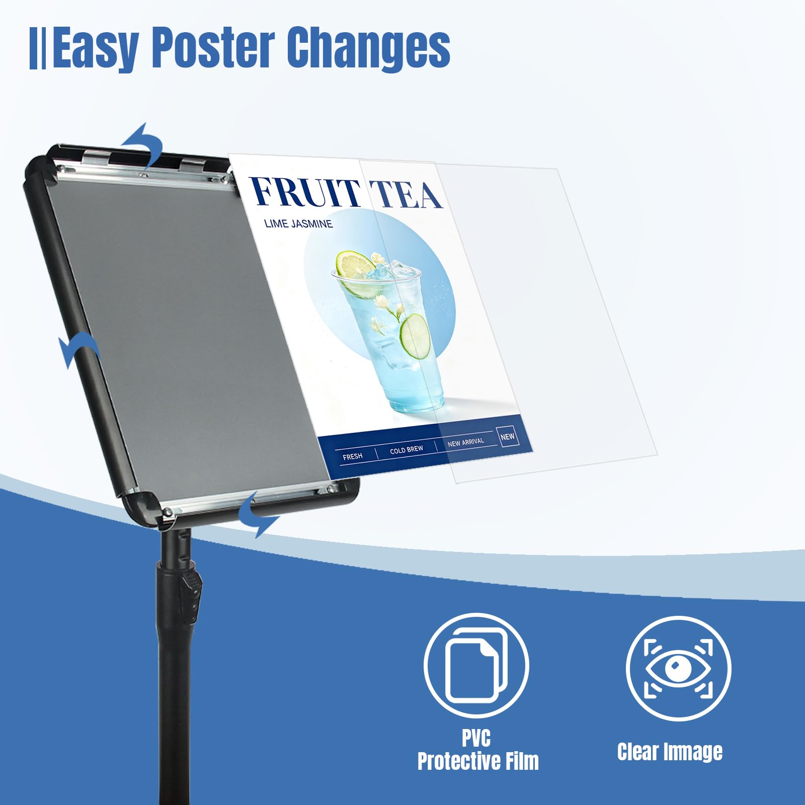 Lot de 3 supports de panneau réglables de 21,6 x 27,9 cm avec base robuste pour école, église, salon d'affaires, noir