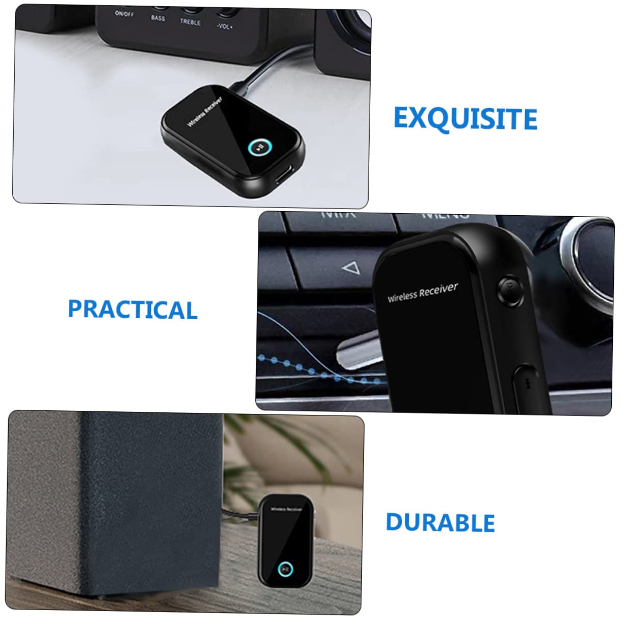 Uonlytech 4pièces Récepteur Audio sans Fil Adaptateur Car Audio Transmetteur -and-Play Bruit Et Autonomie Énergétique Compatible avec Smartphone Et Enceintes De Portée