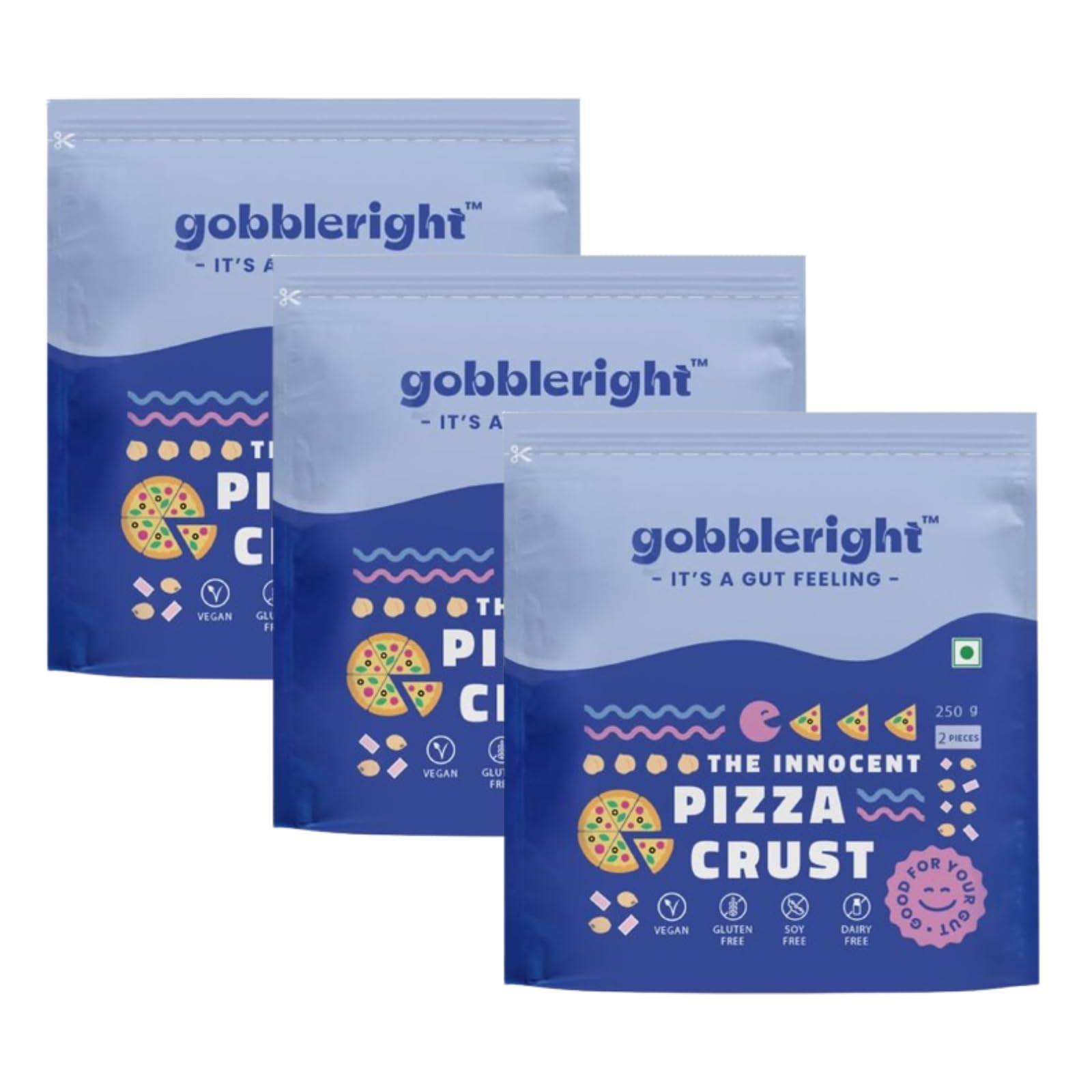 gobbleright Innocent Pizza Crust - Pack of 1 (2 Pieces)/ Gluten Free, Vegan, Dairy Free, Soya Free, Grain Free Pizza Base