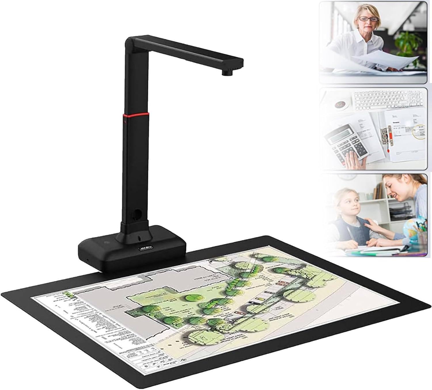 Escáner de Documentos A2/A3 de Alta resolución – Cámara USB para Libros y Documentos de 23 MP con aplanado automático y eliminación de Huellas Dactilares, OCR multilingüe