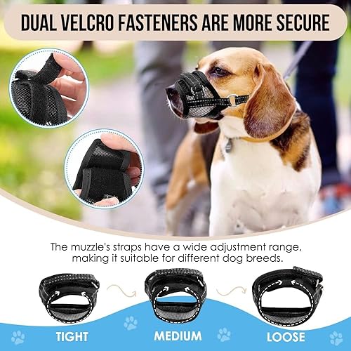 Miniatura 4 de SlowTon Bozal para perros  Bozal de malla transpirable y suave de secado rápido para perros pequeños, medianos y grandes, bozal para mascotas sin