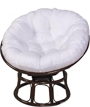 Oversized Papasan Chair Cushion, Resilient Bowl Chair Cushion with Weather-Resistant Fabric for Living Room Spaces and Indoor Reading Nooks 47x47 Inch White