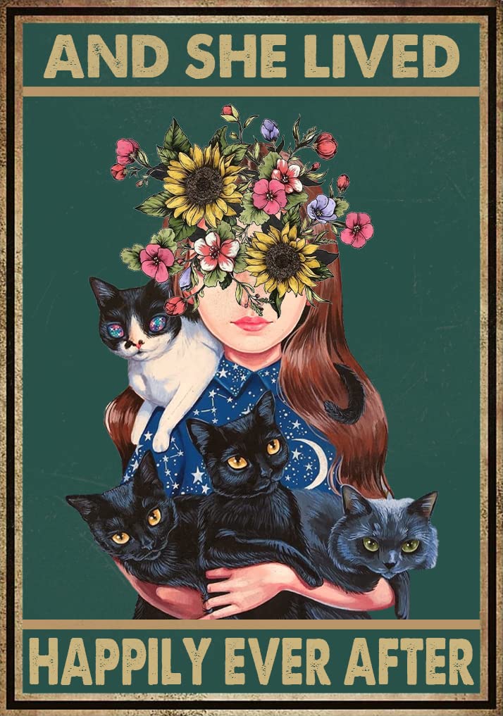 Buy Black Cat Decor Vintage Signs And She Lived Happily Ever After