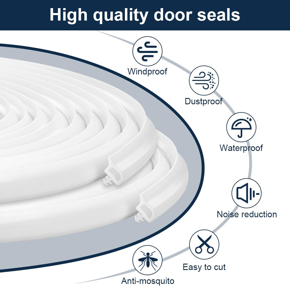 vsshe 10m Door Seal, PVC Rubber Door Sealing Strip - Image 3