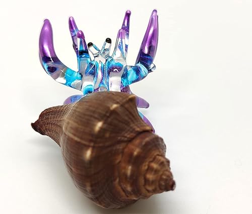 Miniatura 6 de Figuras en miniatura de cangrejo ermitaño de conchas marinas, animales de playa, arte de vidrio soplado a mano, regalo coleccionable, conchas