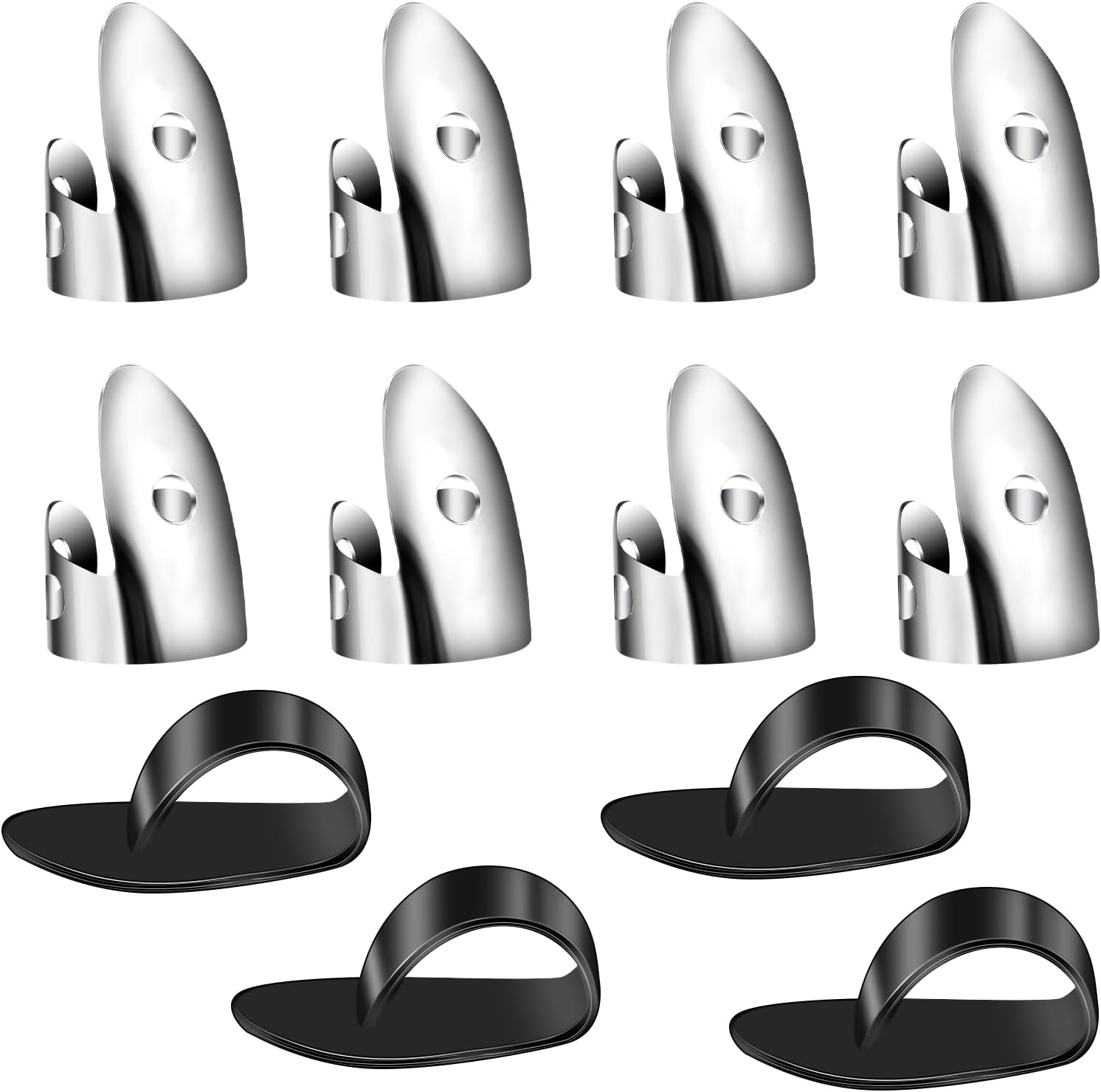 12pcs Adjustable Finger Thumb Picks Set, Thumb and Finger Picks Pack, 8pcs Stainless