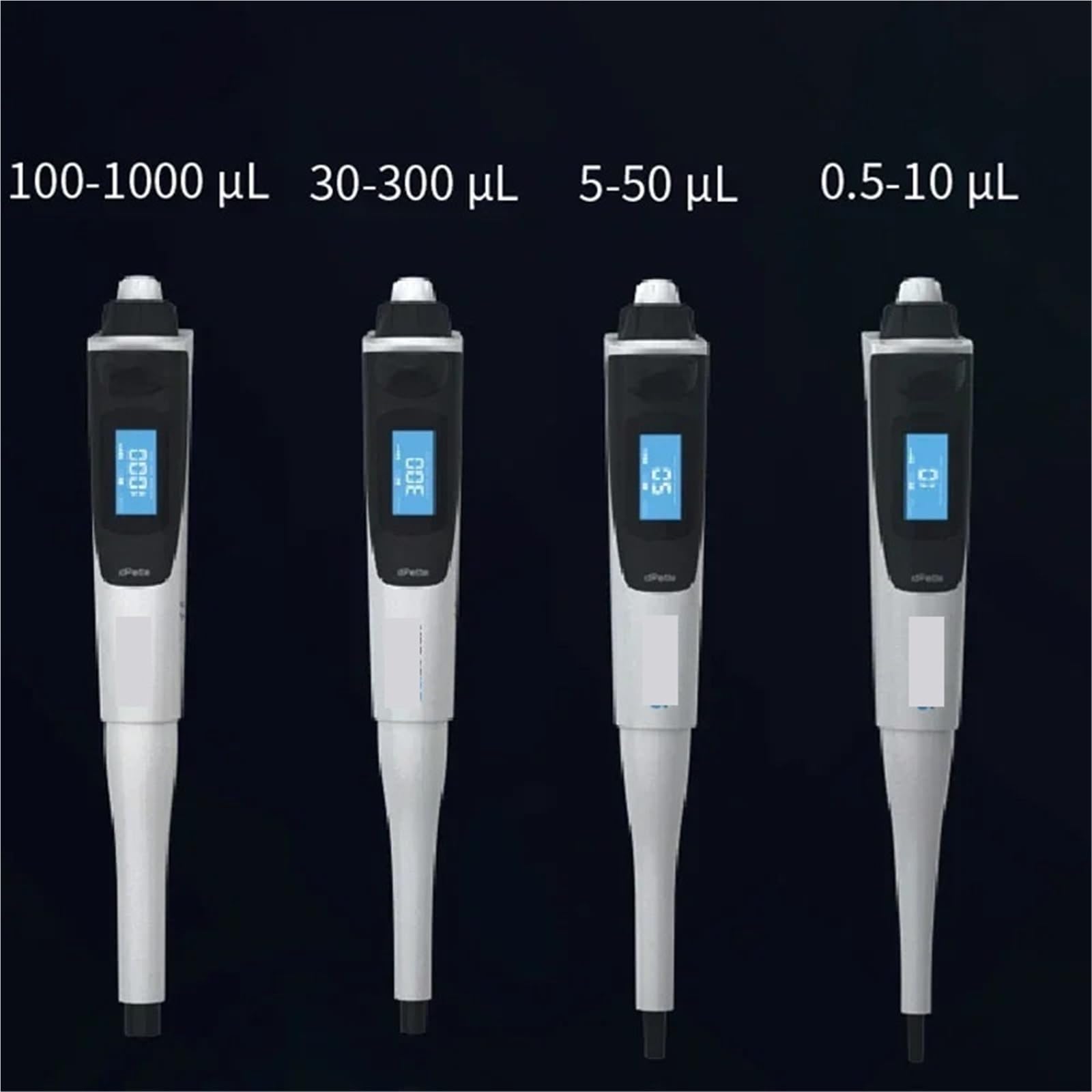 Pipette, Elektronische Pipette 0,5–10 µl/5–50 µl/30–300 µl/100–1000 µl Labor-Mikropipette Labor-Pipettierpipette Pipette Dropper(0.5-5ml)