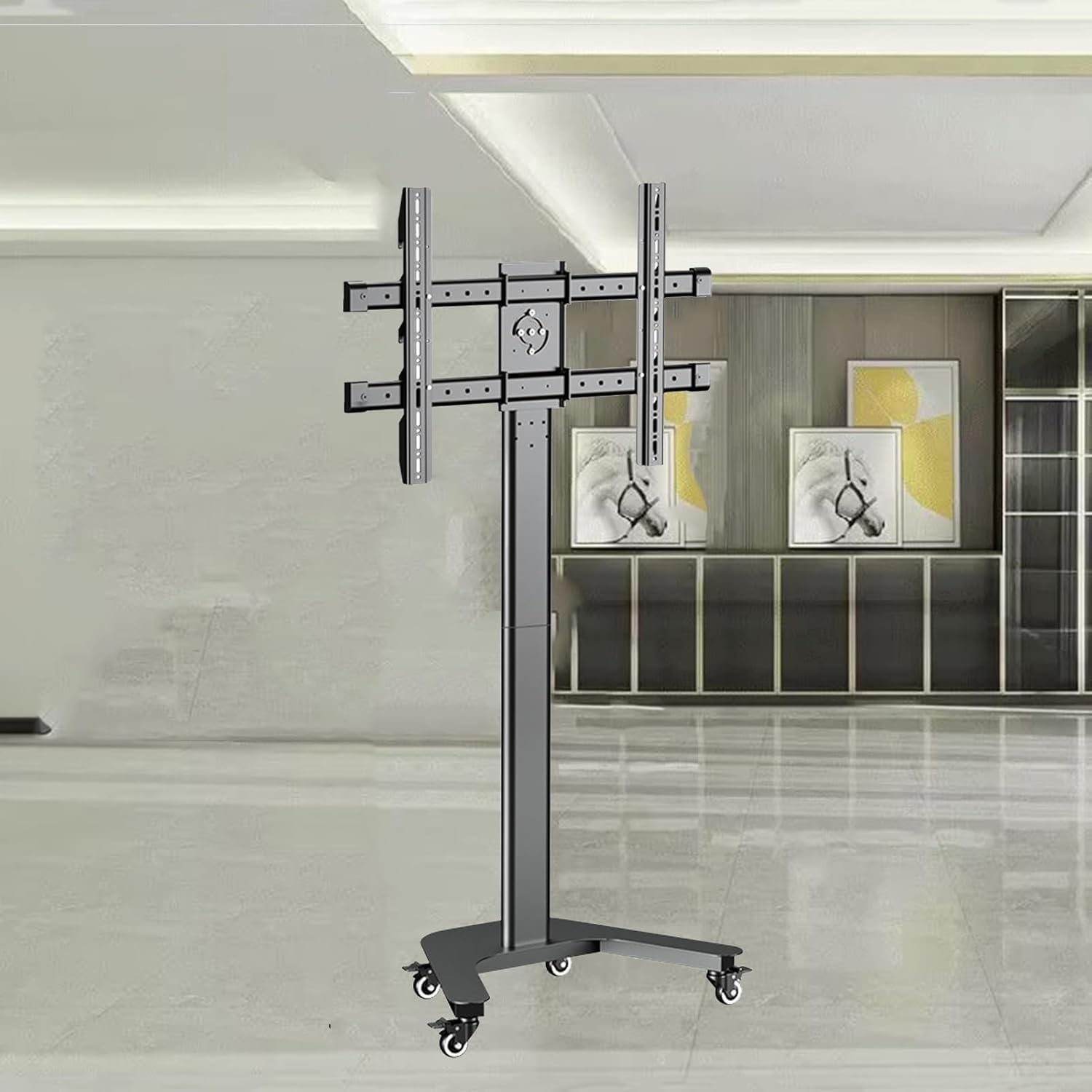 OLSKFUH Mobile Tv Stand Mobile Tv Cart On Wheels - Tv Cart Stand, Rolling Floor Stand, 360° Horizontal And Vertical Screen Switching For Living Room, Office, Meeting Room,