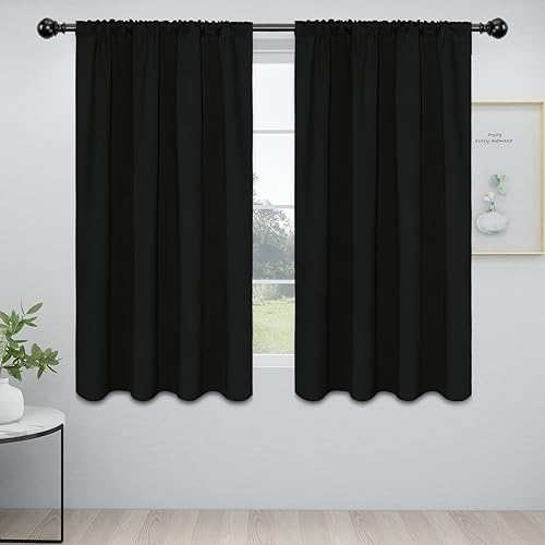 Easy-Going Cortinas opacas con bolsillo para barra para dormitorio, cortinas de oscurecimiento de habitación para sala de estar, cortinas de ventana