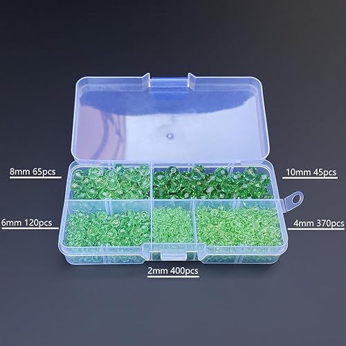 Miniatura 8 de Chengmu Cuentas de vidrio Rondelle plateadas de 0.079-0.394 in para hacer joyas, color AB, 710 piezas de cuentas espaciadoras de crytal facetadas en