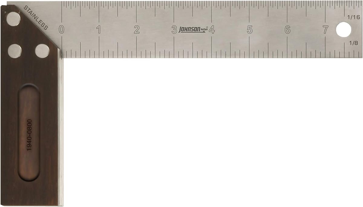 Level & Tool 1940-0800 Escuadra de prueba profesional de bambú carbonizado, 8", acabado de bambú, 1 cuadrado