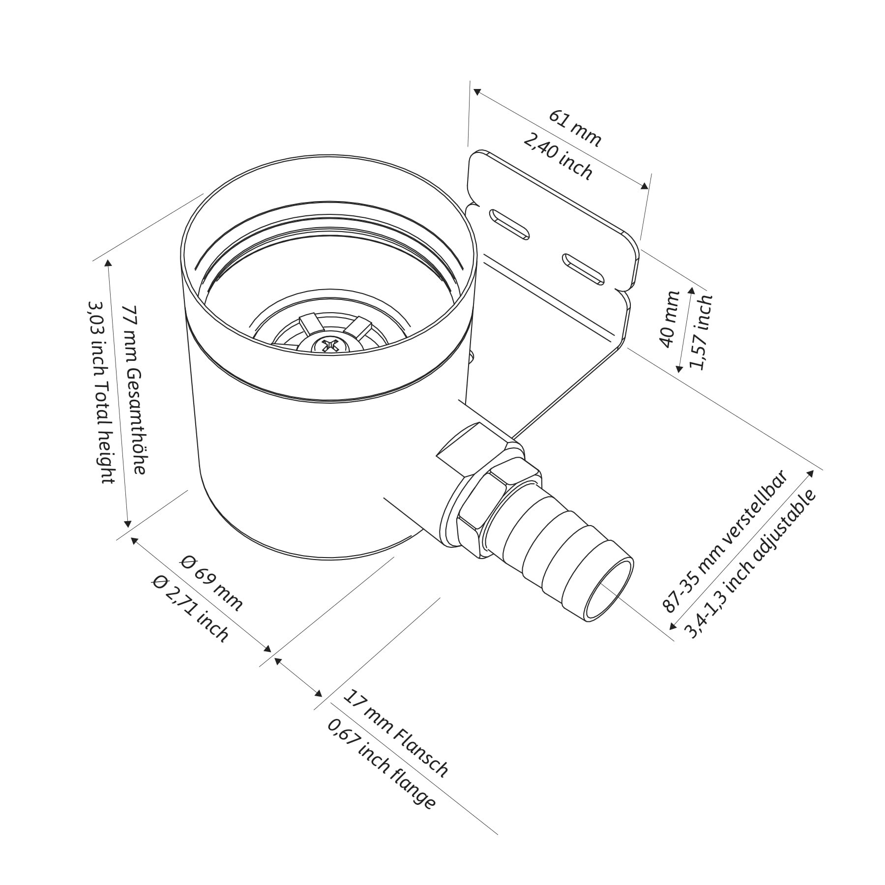 Kildwick Komposttoiletten Edelstahl Siphon