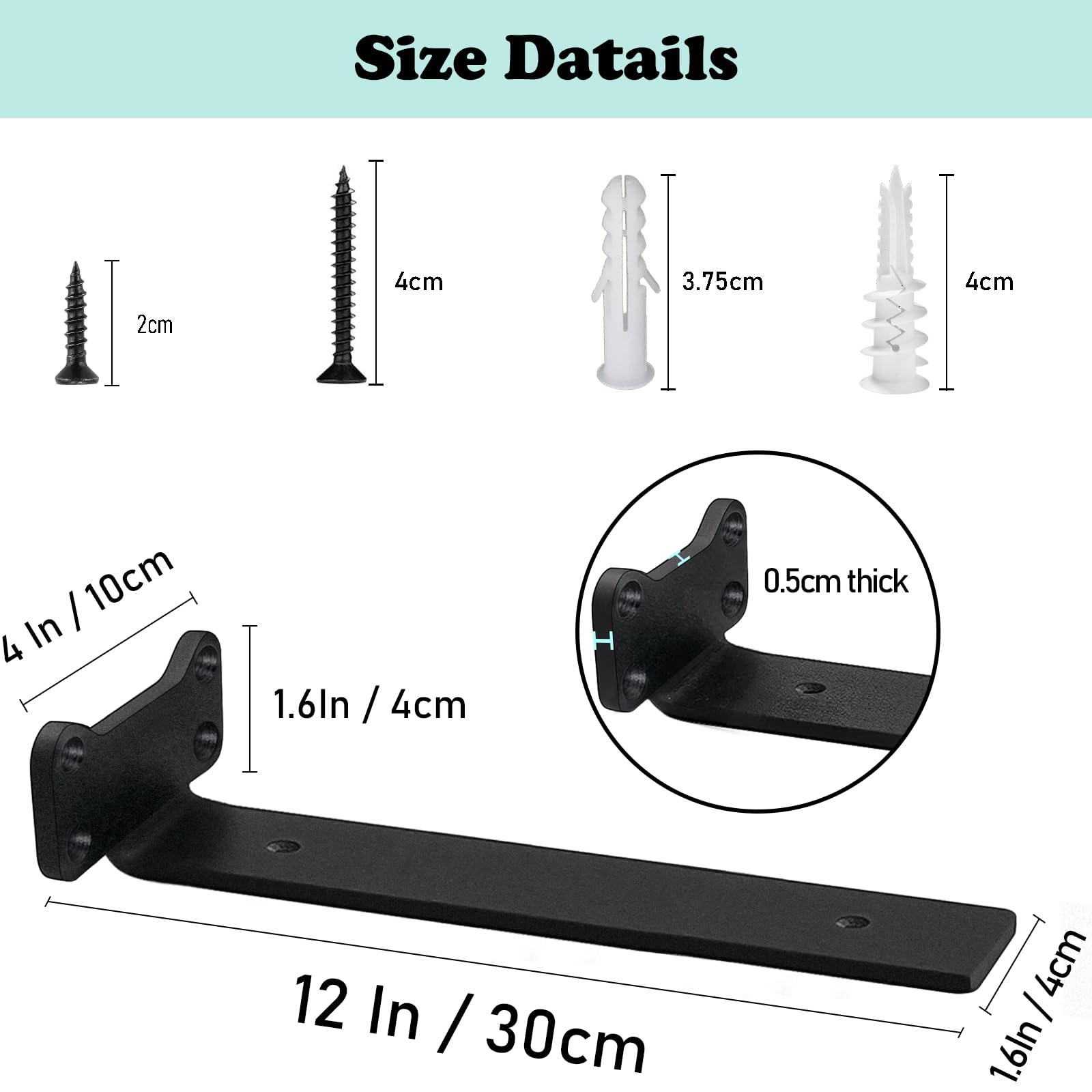 6 Staffe Per Mensole A Forma Di Orecchio Di Gatto - Acciaio 5mm, Portata 45kg - Design Moderno E Robusto - Foto 5