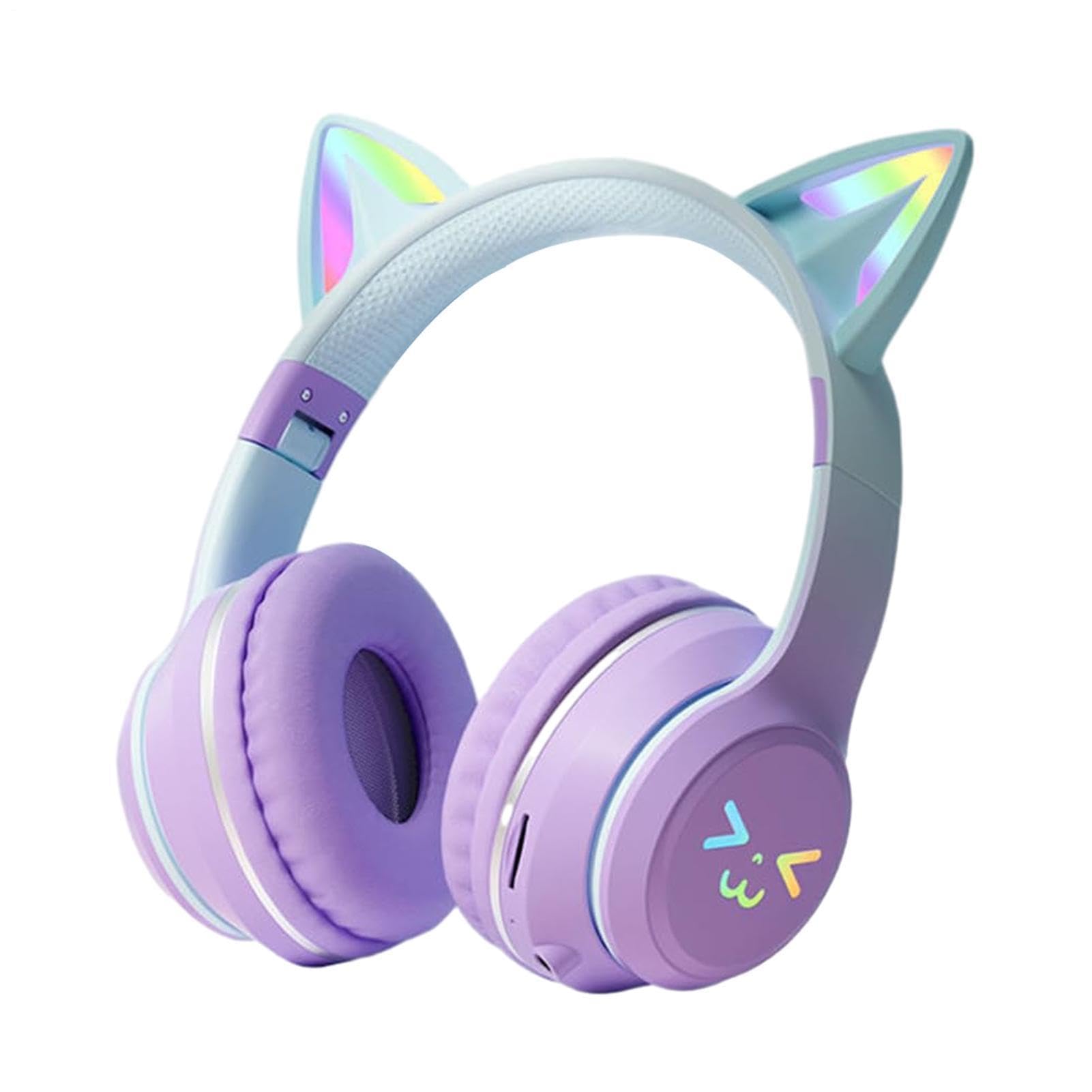 Cuffie wireless a forma di orecchie di gatto, pieghevoli, per tablet, smartphone, laptop, computer, design confortevole, ideali per giochi e musica