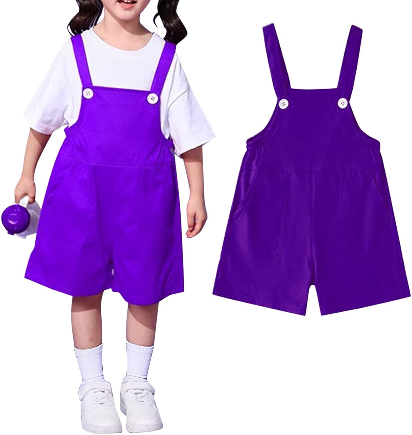 Toddler Overalls Shorts Boys Girls Button Down Sleeveless Strap Short Bib Overall Pants Kids Summer Romper Jumpsuits