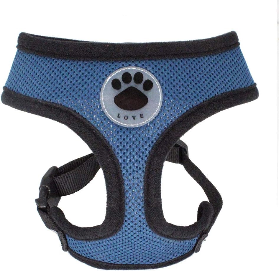 Soft Mesh Dog Harness No Pull Walking Comfort Padded Vest Harnesses Adjustable (XS, Dark Blue)