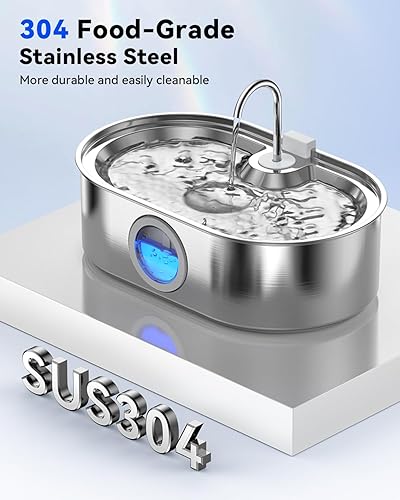 Miniatura 4 de Fuente de agua para perros de 3.4 galones para perros grandes, fuente grande de acero inoxidable de 13 litros para mascotas con área de bebida más