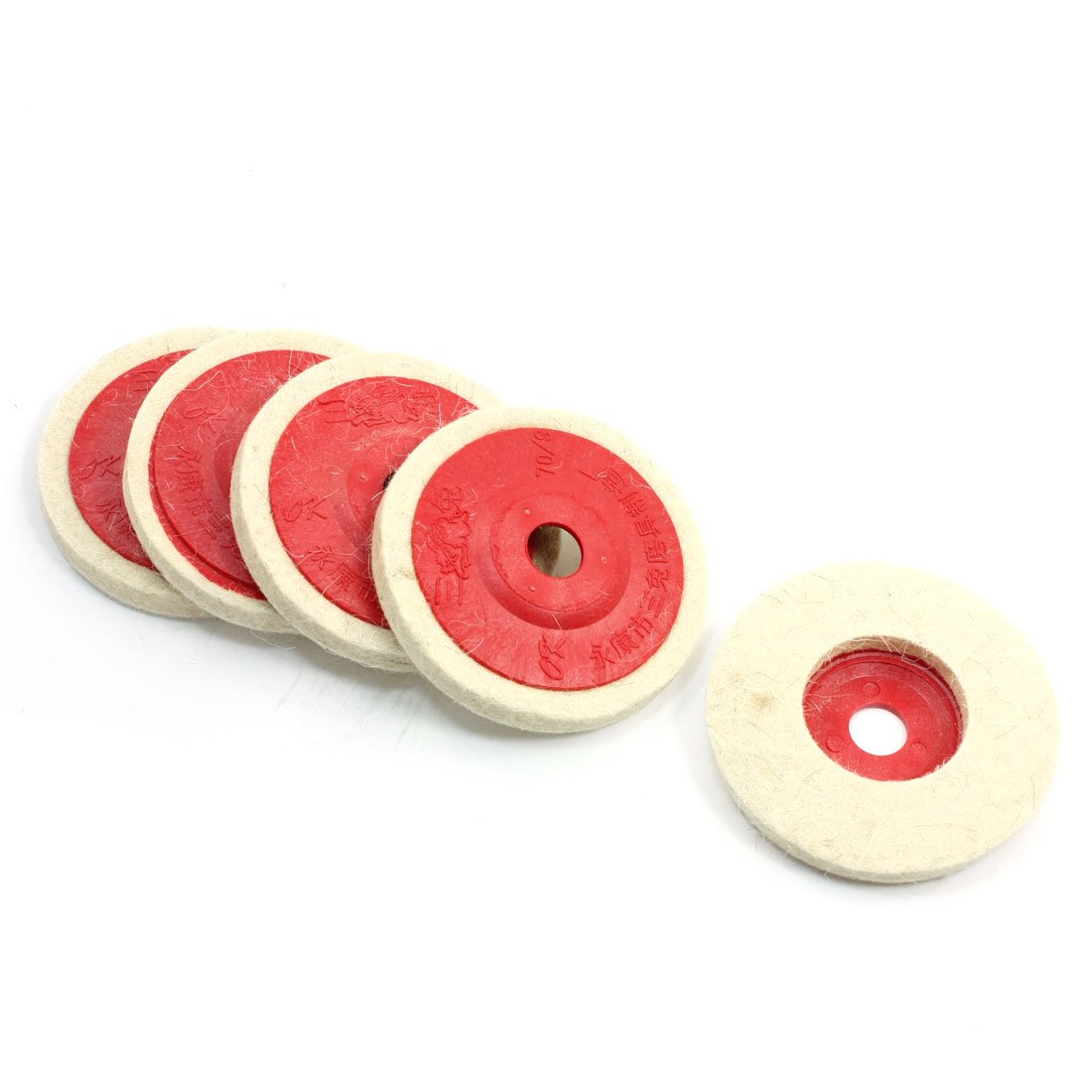 Aexit 5 Pcs Abrasive Wheels & Discs Wool Felt Polishing Disc Wheel Pad 95mm x 16mm Flap Wheels x 10mm